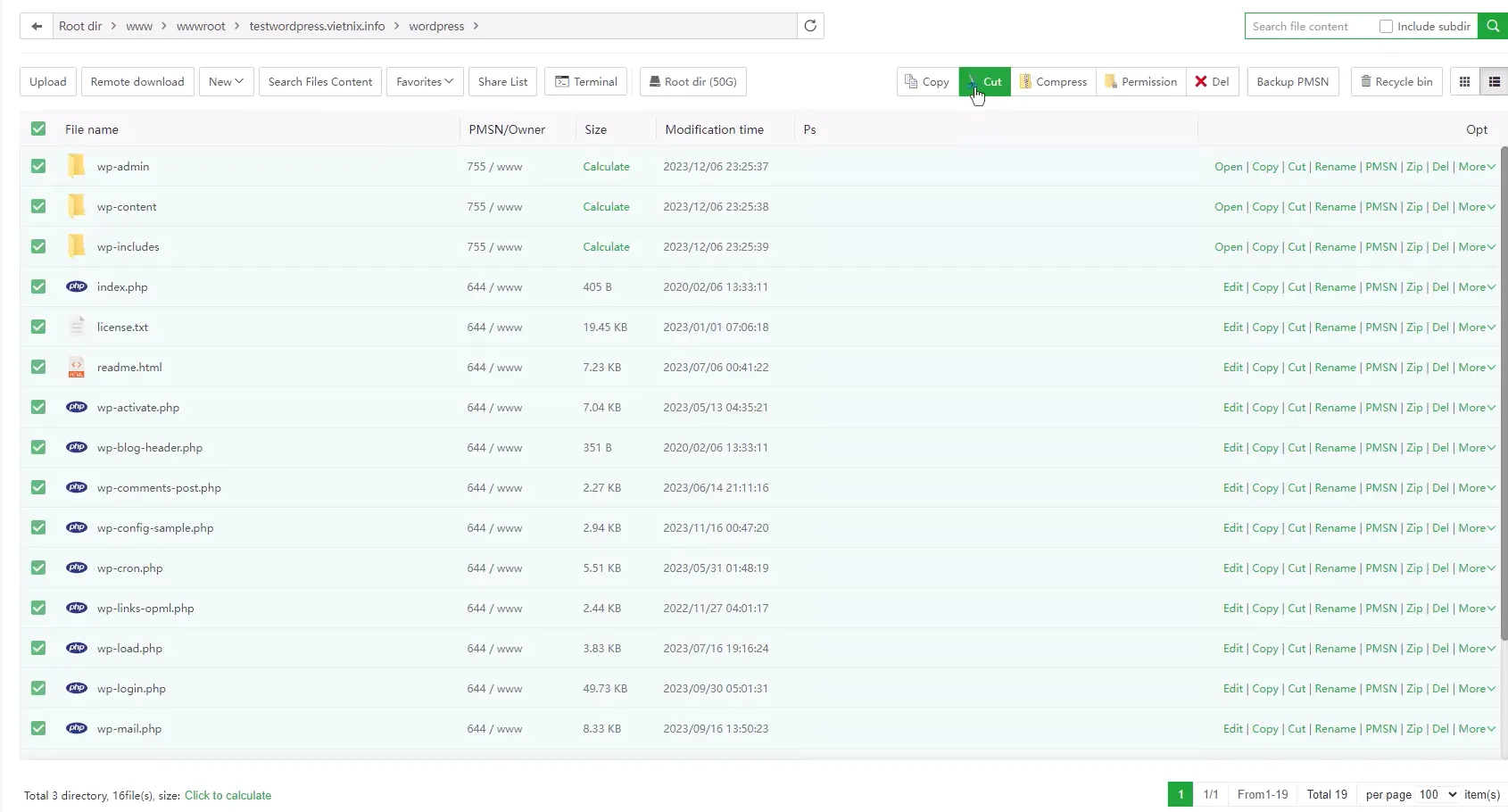 4 bước cài đặt thủ công Wordpress trên aaPanel 35 Tiến hành di chuyển các file đã giải nén