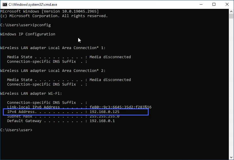 Cách đổi IP máy tính Win 7, Win 10 siêu đơn giản 15 Nhập lệnh "ipconfig" để kiểm tra địa chỉ IP