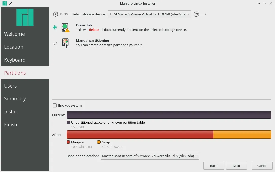 Hướng dẫn cài đặt Manjaro Linux cho PC 29 Phân vùng ổ cứng