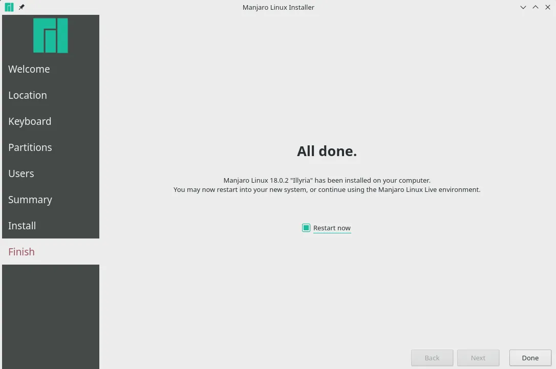 Hướng dẫn cài đặt Manjaro Linux cho PC 33 Cài đặt hoàn tất và khởi động lại máy