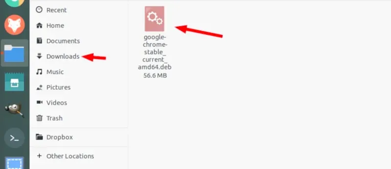 Hướng dẫn cài Chrome trên Ubuntu qua 2 cách đơn giản 15 Click file Chrome vừa tải xuống trong folder "Download" của máy tính