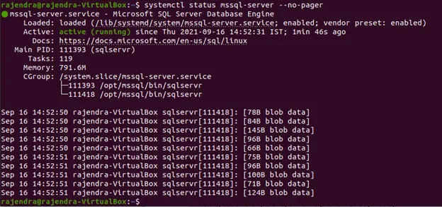 Hướng dẫn cài đặt và sử dụng SQL Server trên Linux 31 Sau khi hoàn tất quá trình việc cấu hình SQL Server trên Linux Ubuntu 20.04