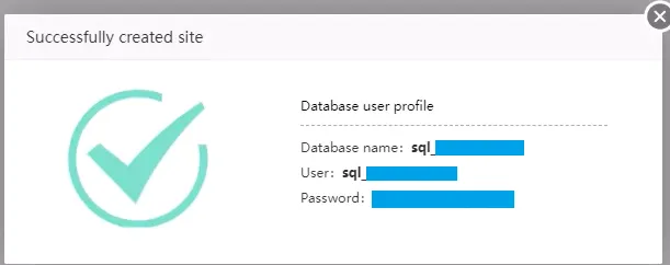 4 bước cài đặt thủ công Wordpress trên aaPanel 28 Hệ thống trả về thông tin database của website mới