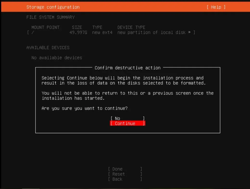 Giới thiệu Ubuntu Server 18.04 - Cài đặt nâng cấp Ubuntu Server 18.04 LTS 61 Bước 10: Xác nhận thay đổi