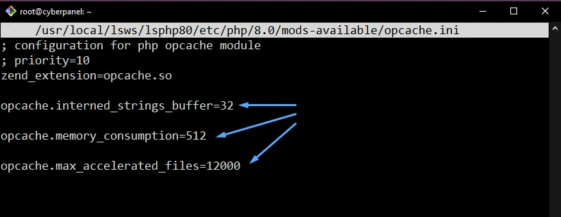 Thêm hoặc thay đổi thông số OPcache trên CyberPanel