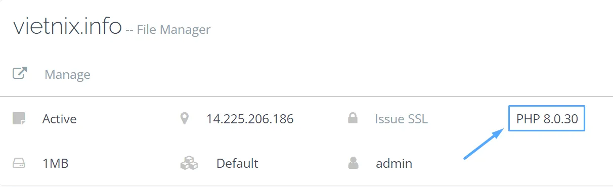 Số phiên bản PHP của website