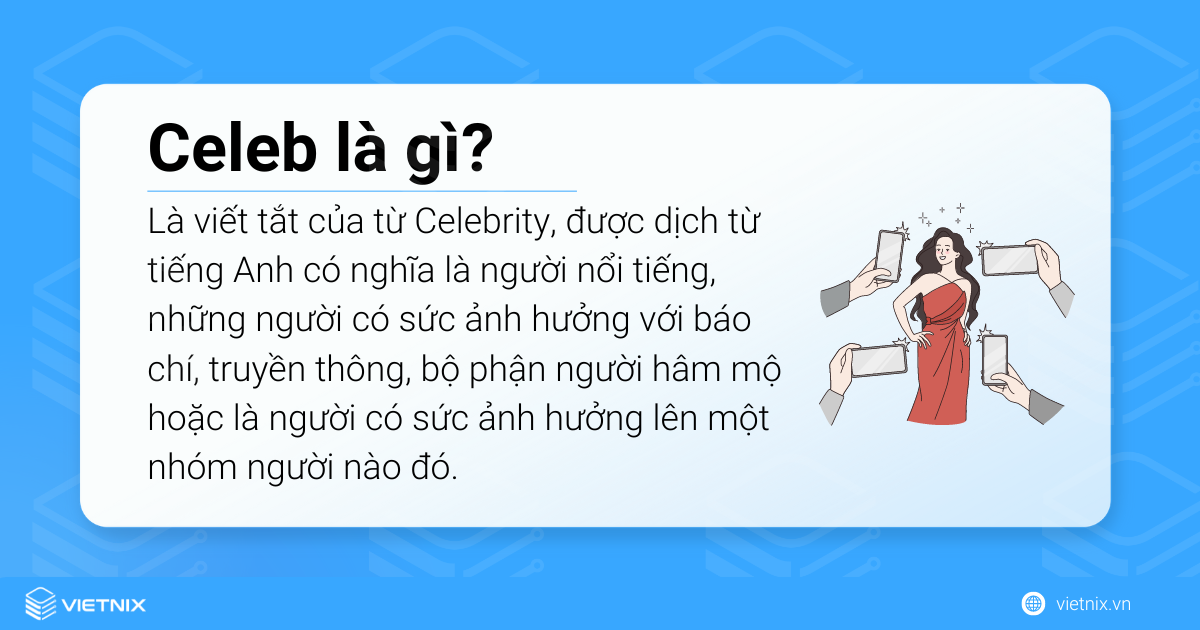 Celeb là từ viết tắt của Celebrity mang ý nghĩa người nổi tiếng