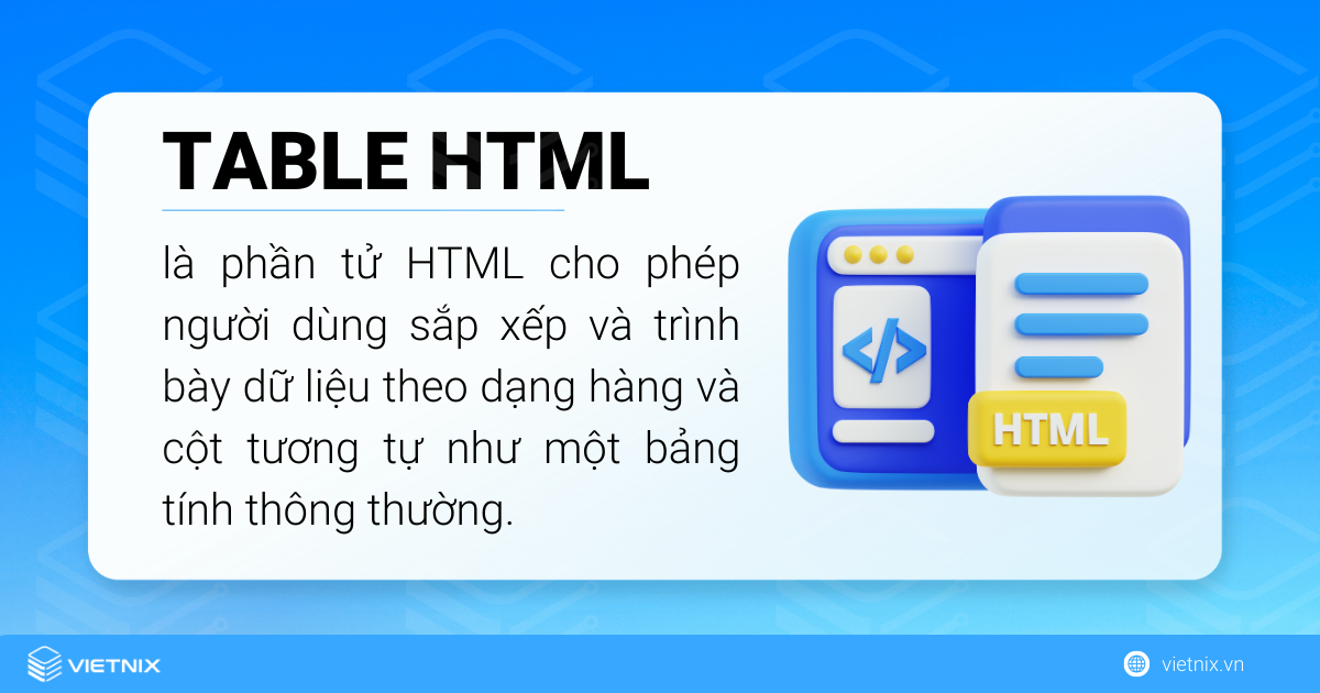 Table HTML - Hướng dẫn chi tiết cách tạo bảng trong HTML