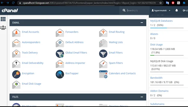 3 cách quét virus trên hosting sử dụng cPanel an toàn, bảo mật 15 Bảng điều khiển cPanel