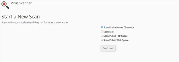 3 cách quét virus trên hosting sử dụng cPanel an toàn, bảo mật 17 Chọn Scan now để quá trình quét virus bắt đầu