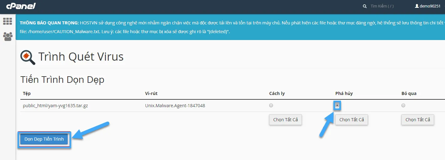 3 cách quét virus trên hosting sử dụng cPanel an toàn, bảo mật 24 Dọn dẹp tệp nhiễm virus trong cPanel