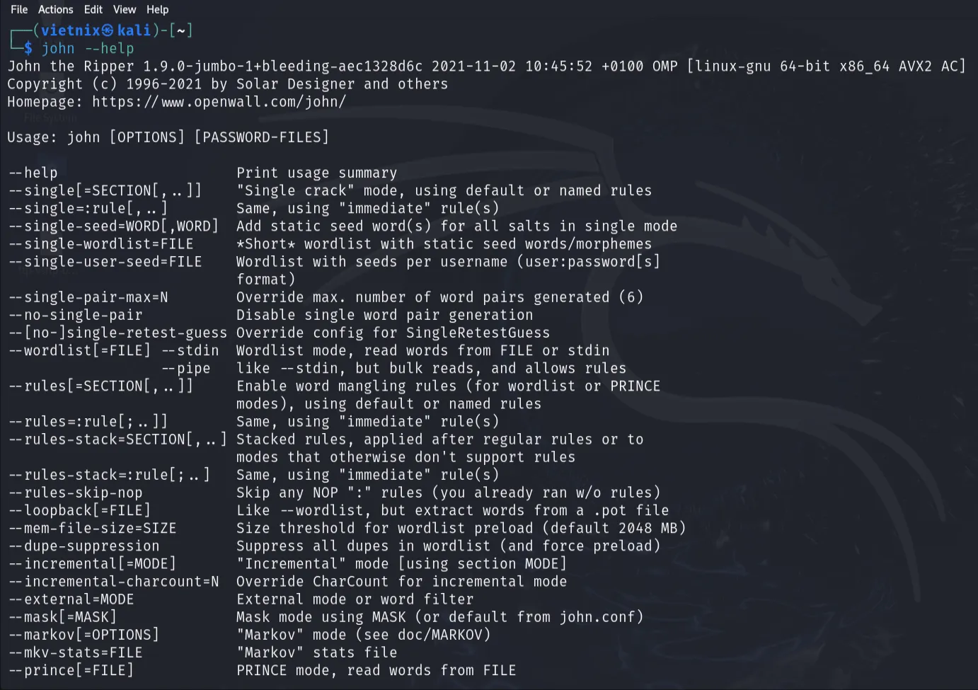 Kali Linux là gì? Tổng quan và 12 tính năng nổi bật của hệ điều hành 46 Công cụ John the Ripper trong Kali Linux