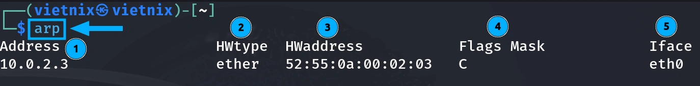 Hiển thị địa chỉ IP và địa chỉ MAC