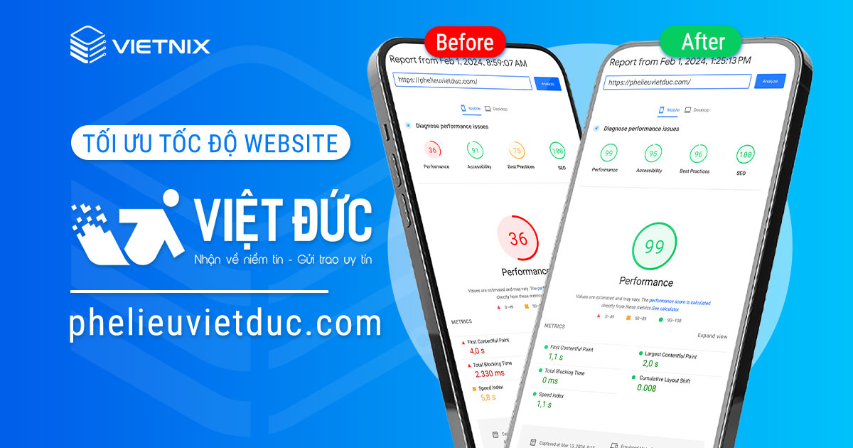 Tối ưu tốc độ website phelieuvietduc.com