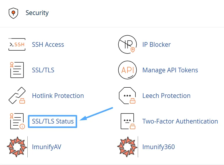 Hướng dẫn cài SSL trên hosting cPanel nhanh chóng và chi tiết nhất (Miễn phí và trả phí) 29 Truy cập vào phần SSL/TLS Status