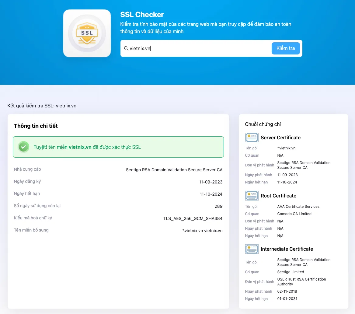Hướng dẫn cài SSL trên hosting cPanel nhanh chóng và chi tiết nhất (Miễn phí và trả phí) 34 Kiểm tra lại thông tin SSL