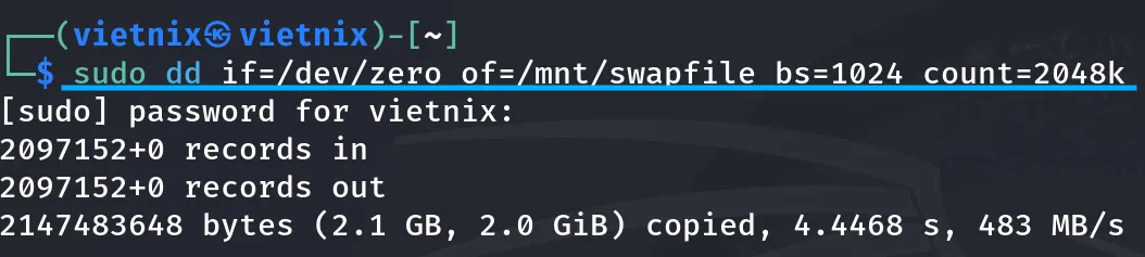 File Swap mới được tạo