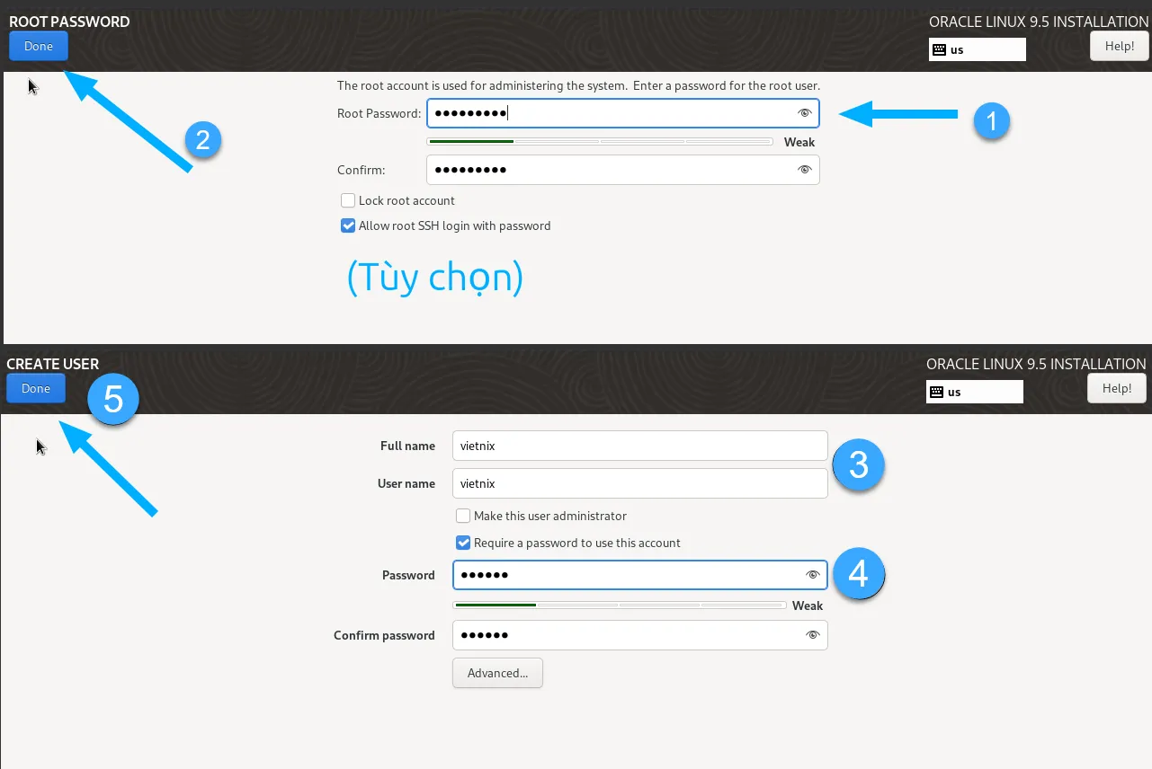 Oracle Linux là gì? Giải pháp thay thế CentOS 7 và những điều cần biết 34 Thiết lập mật khẩu và tài khoản