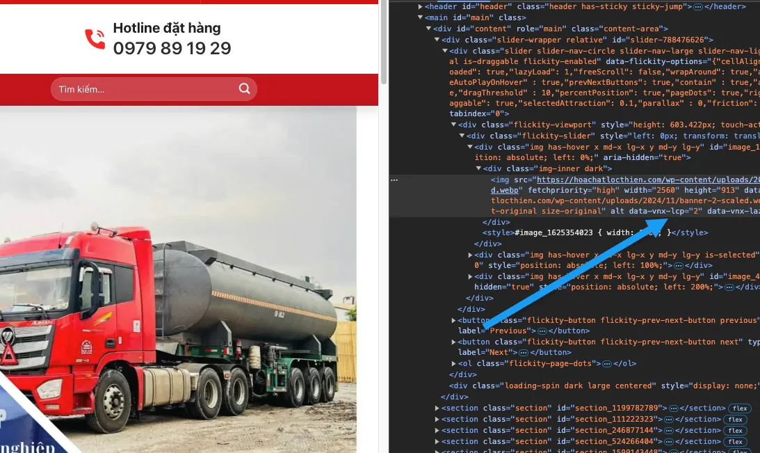 Vietnix: Tối Ưu Lộc Thiên - Case Study Tăng Tốc Website 13 Không lazyload hình ảnh LCP, cải thiện chỉ số LCP