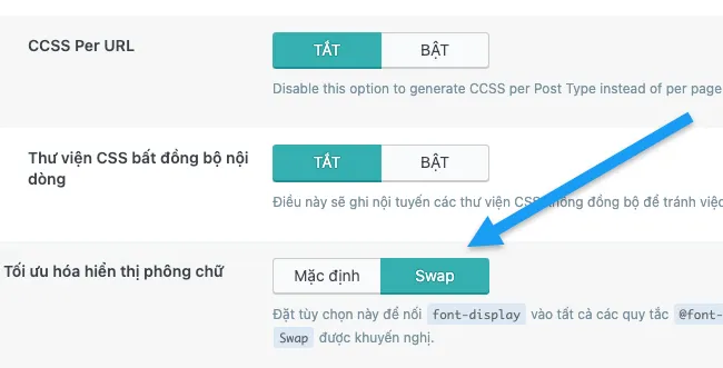 Vietnix: Tối Ưu Lộc Thiên - Case Study Tăng Tốc Website 7 Bật tối ưu hóa hiển thị phông chữ