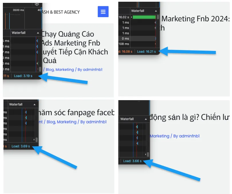 Case Study Tối Ưu Tốc Độ F&B Marketing Cùng Vietnix 3 Tốc độ tải chậm ở nhiều trang