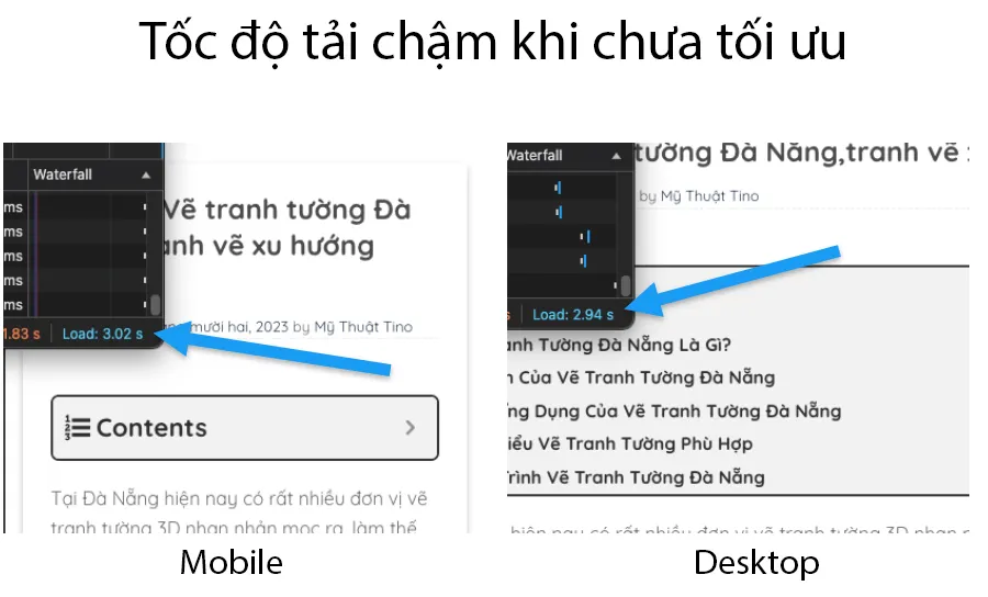 Case Study Tối Ưu Mỹ Thuật Tino - Tăng Tốc & Chuyển Đổi 1 Tải chậm hình banner gây trải nghiệm không tốt
