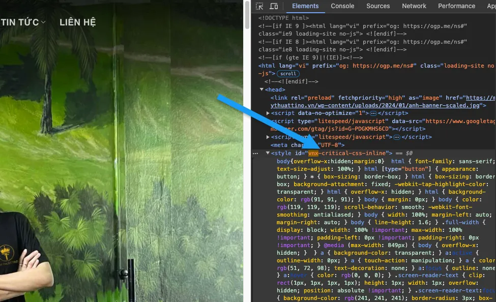 Case Study Tối Ưu Mỹ Thuật Tino - Tăng Tốc & Chuyển Đổi 13 Quét và thêm Critical CSS cho website