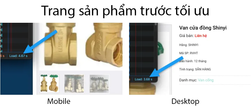 Vietnix: Tối Ưu Tốc Độ Shinyi Valve - Case Study 2 Tốc độ tải trang sản phẩm cũng chậm