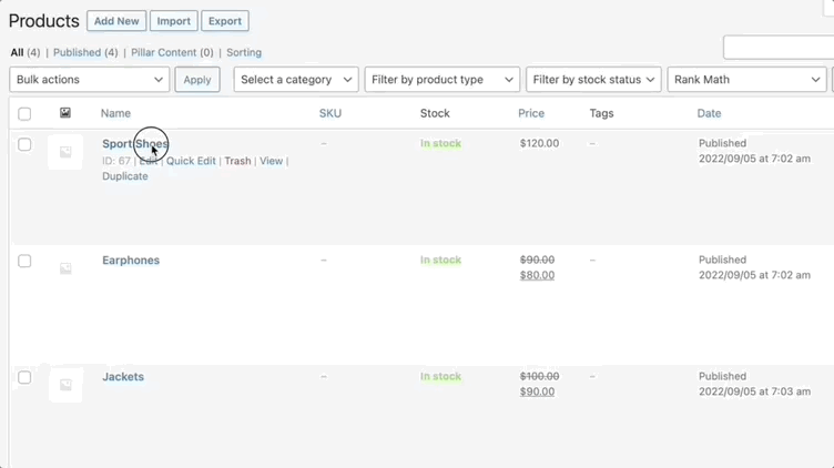 Sử dụng kéo thả trong WooCommerce