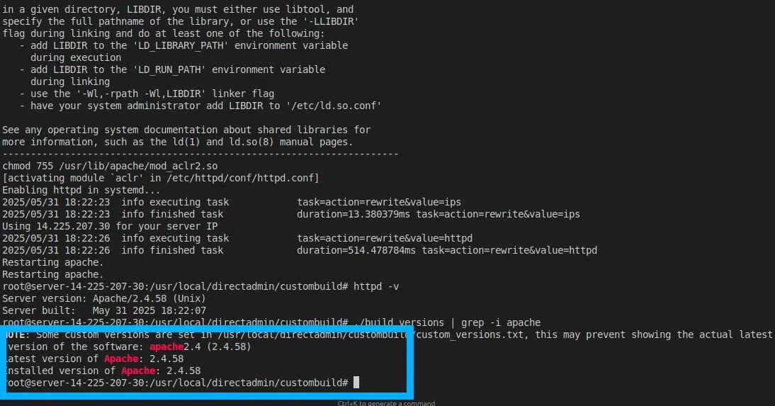 Apache đã về phiên bản 2.4.58 thành công
