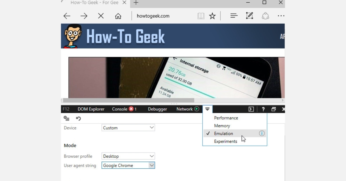 User Agent là gì? Cách xem, đổi User Agent và tối ưu cho website 38 Hãy tìm và chuyển sang tab có tên là Emulation