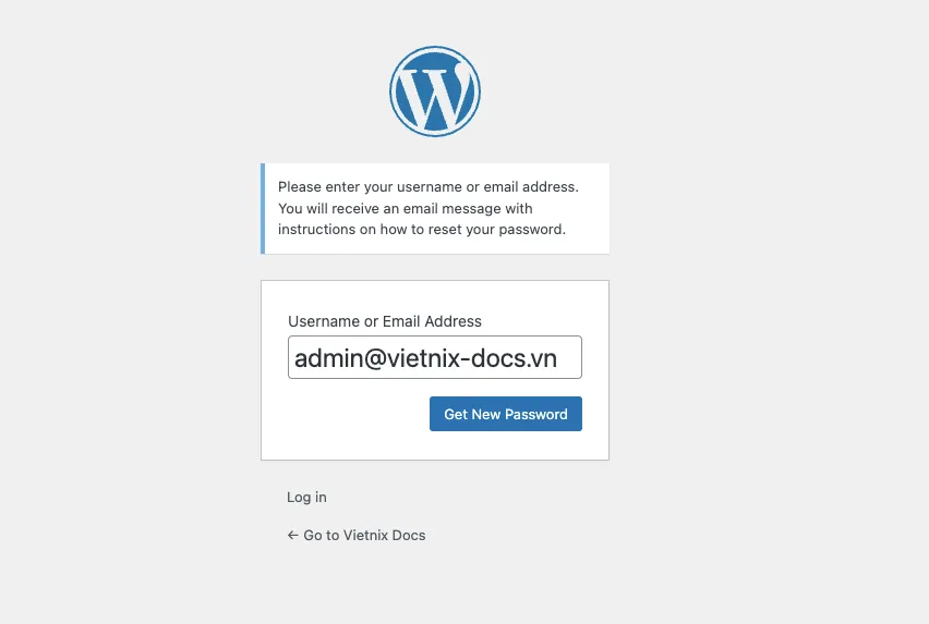 Bước 3: Nhập email hoặc username admin