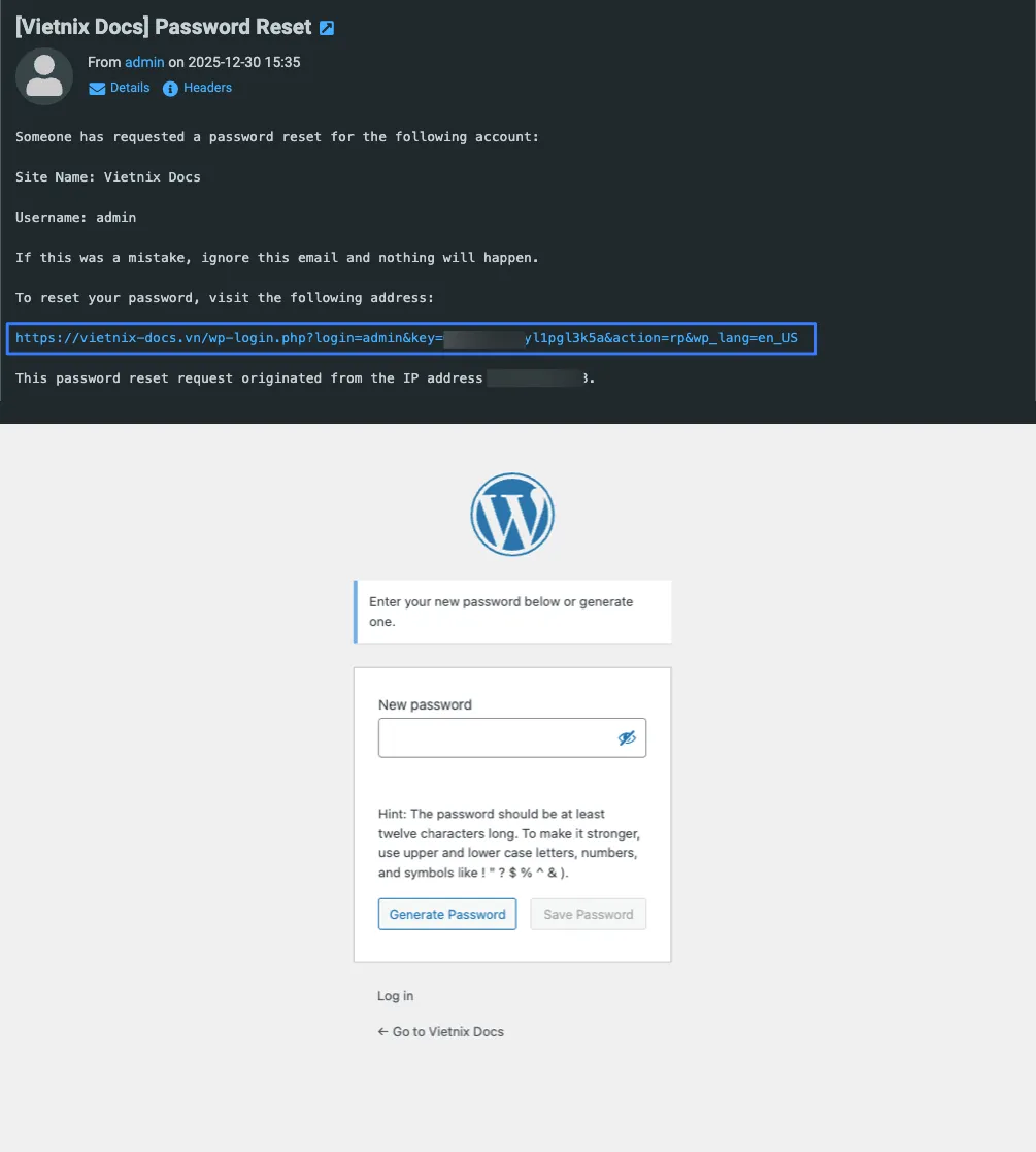 Kiểm tra email và đặt lại mật khẩu